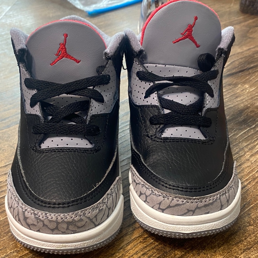 Jordan Kids Black and White Sneakers with Red Accents